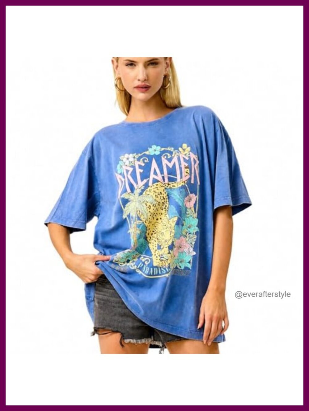 Oversized Vintage Graphic Mineral Wash T-Shirt - Relaxed Boho Tee